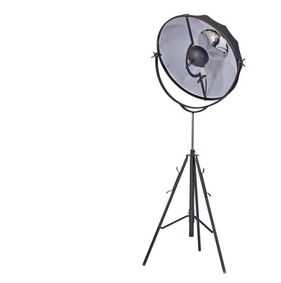 Adjustable Metal Floor Lamp with Fabric Shade and Tripod Feet, Large, Black