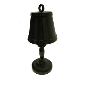 Metal Table Lamp with Ring Accent On Top and Round Base, Black, Large