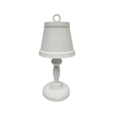 Metal Table Lamp with Ring Accent On Top and Round Base, White, Large