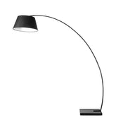 Metal Floor Lamp with Fabric Adjustable Shade and Marble Base, Black