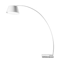 Metal Floor Lamp with Fabric Adjustable Shade and Marble Base, White
