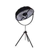 Metal Photography Table Lamp with Fabric Head and Tripod Feet, Black and Silver