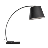Metal Table Lamp with Fabric Adjustable Shade and Curved Arms, Black