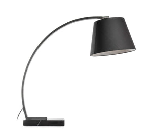 Metal Table Lamp with Fabric Adjustable Shade and Curved Arms, Black
