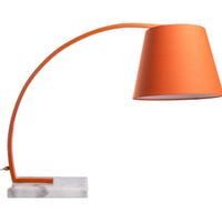 Metal Table Lamp with Fabric Adjustable Shade and Curved Arms, Orange and White