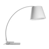 Metal Table Lamp with Fabric Adjustable Shade and Curved Arms, White