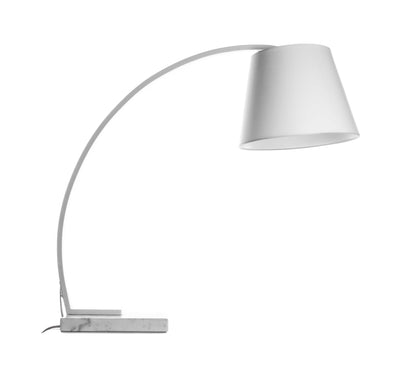Metal Table Lamp with Fabric Adjustable Shade and Curved Arms, White