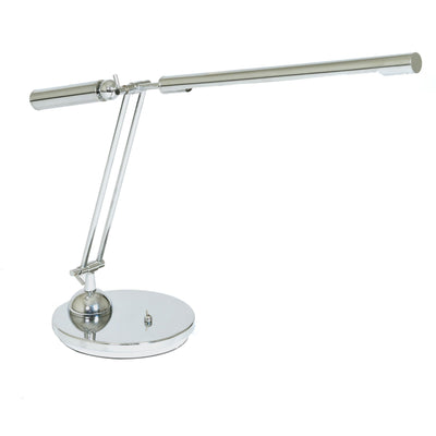 Metal Table Lamp with Sleek Structure and Long Adjustable Halogen Light Bulb, Silver
