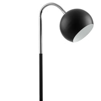 Metal Table Lamp with Goose Neck Design and Round Base, Black and Silver