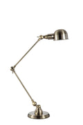 Metal Table Task Lamp with Flexible Neck and Round Base, Silver