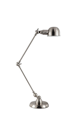 Metal Table Task Lamp with Round Base and Flexible Neck, Silver