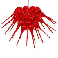 Uniquely  Deigned Glass Pieces Cluster Hanging Chandelier, Red