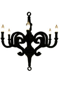 Resin Constructed Chandelier with Six Light Holders, Large, Black