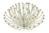 Metal Chandelier with One Bulb In Center and Crystal Accents, Silver and Clear