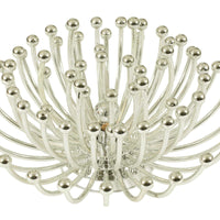 Metal Chandelier with One Bulb In Center and Crystal Accents, Silver and Clear