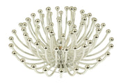 Metal Chandelier with One Bulb In Center and Crystal Accents, Silver and Clear