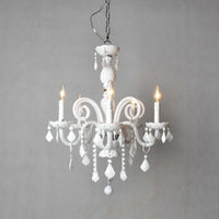 Traditional Crystal Chandelier with Five Candle Shape Light Holders, White