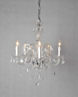 Traditional Crystal Chandelier with Five Candle Shape Light Holders, Clear
