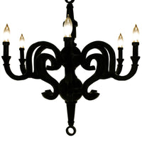 Resin Constructed Chandelier with Six Light Holders, Small, Black