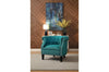 Transitional Polyester Upholstered Button Tufted Accent Chair with Nail Head Trim, Blue