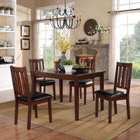 Wooden Dinette Pack with Four Chairs, Brown and Black, Pack of Five