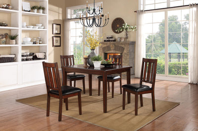 Wooden Dinette Pack with Four Chairs, Brown and Black, Pack of Five