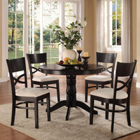 Transitional Wooden Dinette Pack with Four Chairs, Black and White, Pack of Five