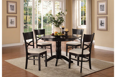 Transitional Wooden Dinette Pack with Four Chairs, Black and White, Pack of Five