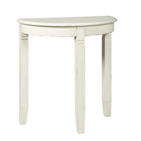 Wooden Half Moon Shaped Console Table with Tapered Legs Support, White