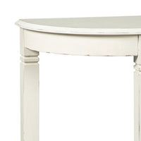 Wooden Half Moon Shaped Console Table with Tapered Legs Support, White