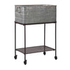 Rectangular Metal Beverage Tub with Stand and Open Grid Shelf, Gray and Black