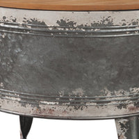 Distressed Wood and Metal Storage Coffee Table with Hinged Lift Top, Brown and Gray