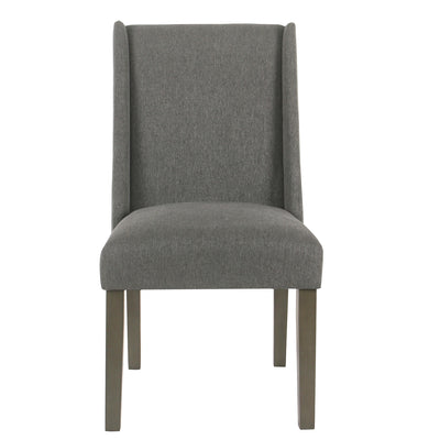 Fabric Upholstered Wooden Parson Dining Chairs with High Wingback Design, Dark Gray, Set of Two