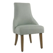 Fabric Upholstered High Back Dining Chair with Wooden Legs, Blue and Brown