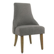 Fabric Upholstered High Back Dining Chair with Wooden Legs, Gray and Brown