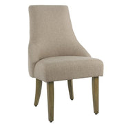 Fabric Upholstered High Back Dining Chair with Wooden Legs, Beige and Brown