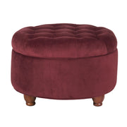 Velvet Upholstered Wooden Ottoman with Tufted Lift Off Lid Storage, Red