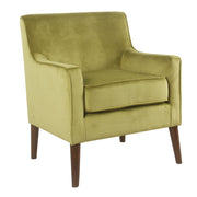 Fabric Upholstered Wooden Accent Chair with Plush Seat Cushion, Yellow and Brown