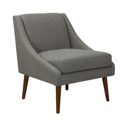 Fabric Upholstered Wooden Accent Chair with Tapered Legs, Gray and Brown