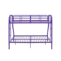 Contemporary Style Metal Twin Over Full Bunk Bed with Two Side Ladders, Purple