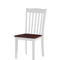 Dual Tone Wooden Dining Set with Six Slatted Chairs, Pack of Seven, Brown and White
