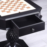 Wooden Game Table with Drawer and Reversible Game Tray, Black