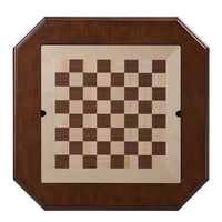 Wooden Game Table with Drawer and Reversible Game Tray, Brown