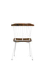 Wood and Metal Side Chairs with Slat Style Back, White and Brown, Set of Two