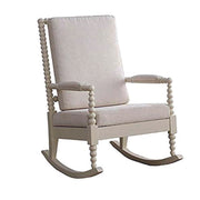 Wooden Rocking Chair with Fabric Upholstered Cushions, White