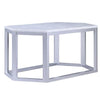 Hexagonal Shape Wooden Coffee Table with Marble Top, White and Silver