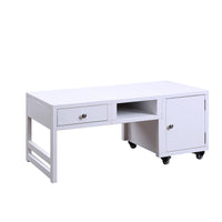 Rectangular Convertible Coffee Table with Spacious Storage and Castors, White