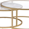 Metal Framed Nesting Coffee Tables with Glass and Marble Tops, Set of Two, Gold