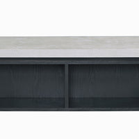 Wooden Coffee Table with Faux Concrete Top and Tapered Legs, White and Black