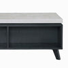 Wooden Coffee Table with Faux Concrete Top and Tapered Legs, White and Black
